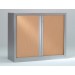 Armoire basse à rideaux PP 43x120x100 cm - Rideaux décor bois