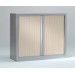 Armoire basse à rideaux PP 43x100x100 cm. - Rideaux décor bois